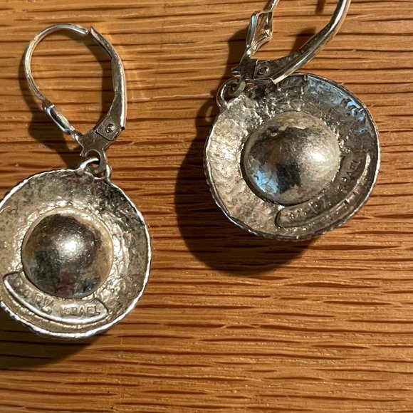 PZ Israel Sterling 925 Grey Pearl Drop Earrings - Picture 2 of 2